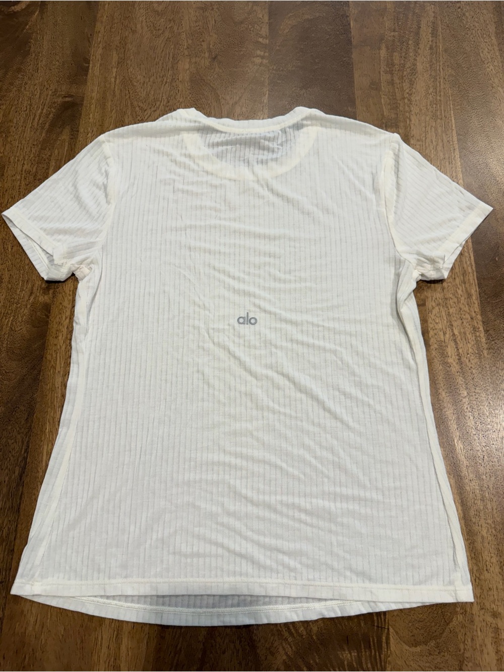 Alo White Ribbed Short-Sleeve Tee